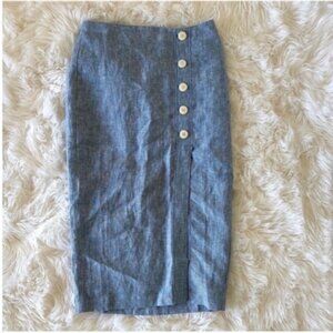 LOFT Denim Blue Pencil Skirt with Buttons
